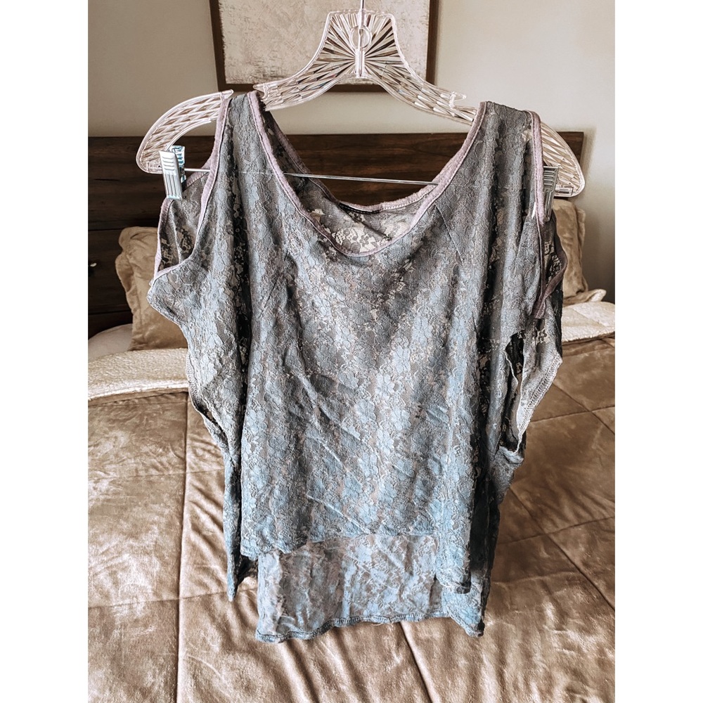Lacey, peek-a-boo shoulder Blouse